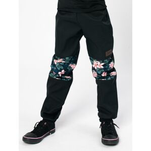 Dívčí softsehllové kalhoty drexiss moon flowers černá 110_116