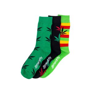 Meatfly ponožky ganja green socks - s19 triple pack l/xl
