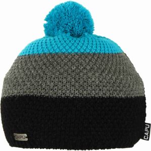 Zimní čepice capu 6311 modrá/šedá/černá
